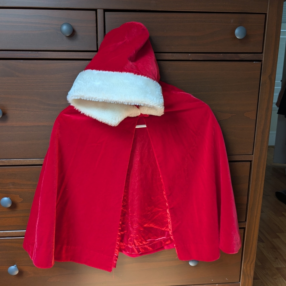 Kids Red Santa Cape with Hood Frances Johnston